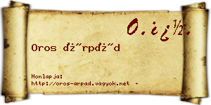 Oros Árpád névjegykártya