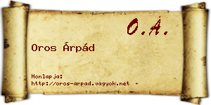 Oros Árpád névjegykártya